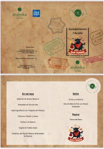 Selección de platos para degustar en formato cóctel en la terraza y también sentados en los Salones para celebrar San Fermín con nuestra Sociedad Gastronómica 