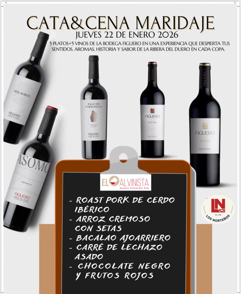 Menú seleccionado para la primera Cena y Cata de 2026 con Bodega Figuero