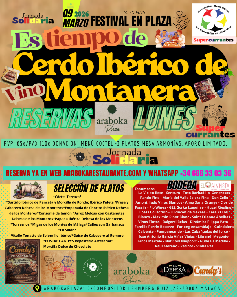 Jornada gastronómica del Cerdo ibérico de montanera en el restaurante arabokaPLAZA de Malaga