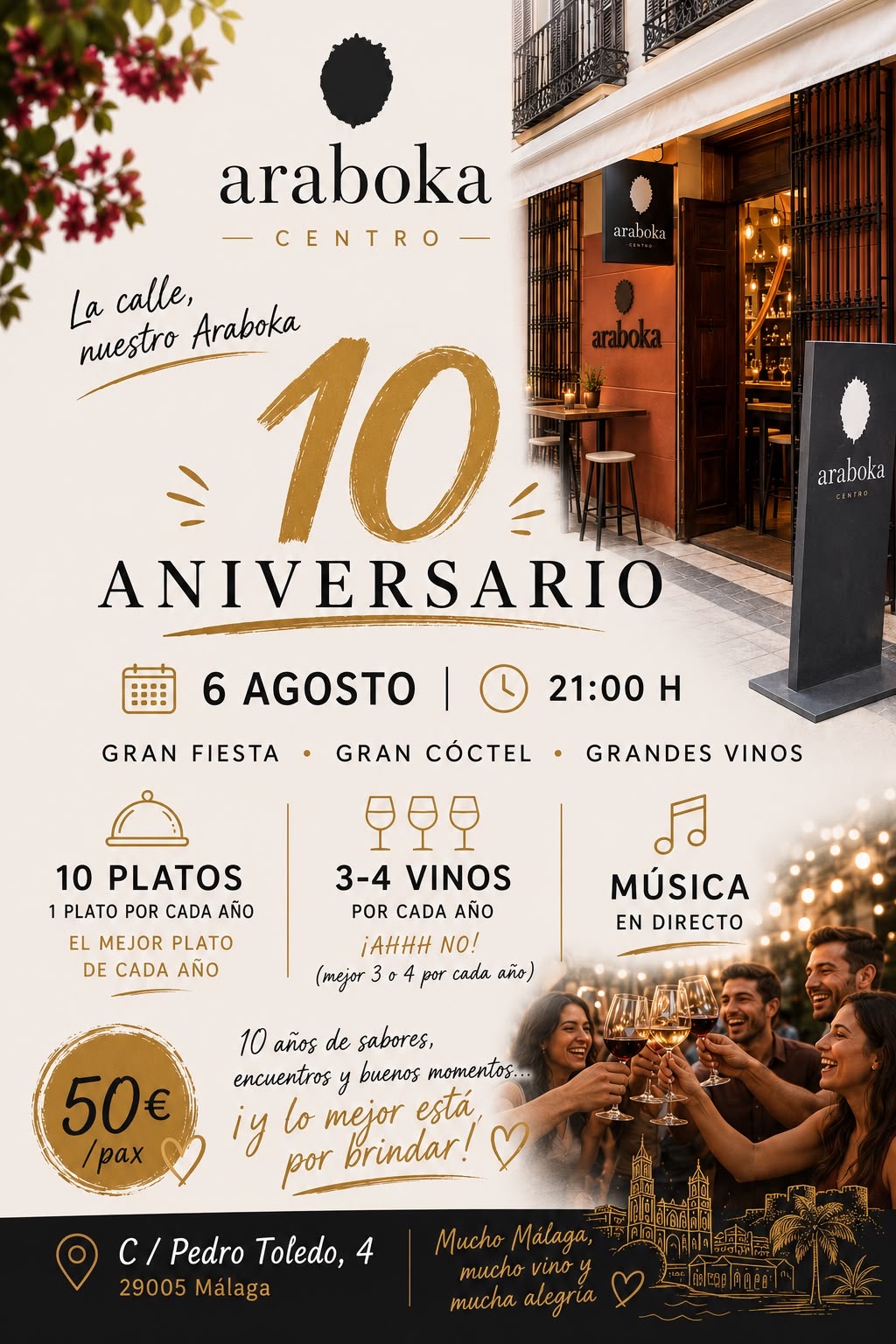 Fiesta aniversaria restaurante araboka en malaga