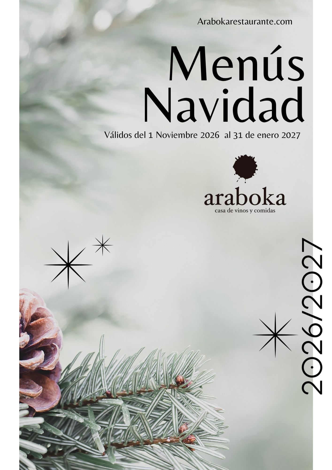 Menus NAVIDAD 2026 en araboka restaurantes